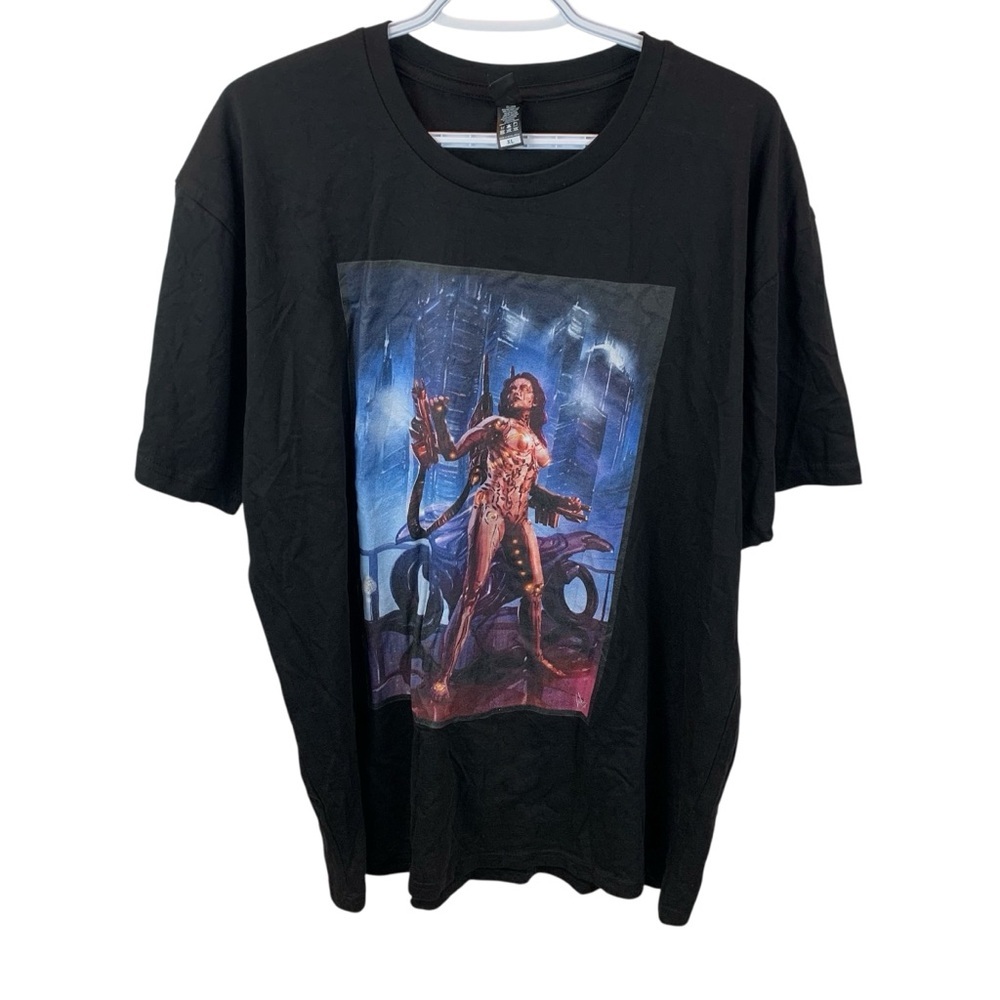 Anime Manga Cyber Cat Girl Graphic Tee Men's XL RedBubble T-shirt Futuristic